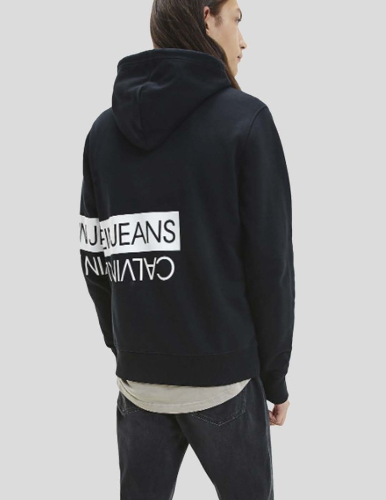 Felpa CALVIN KLEIN con cappuccio logo a specchio nero